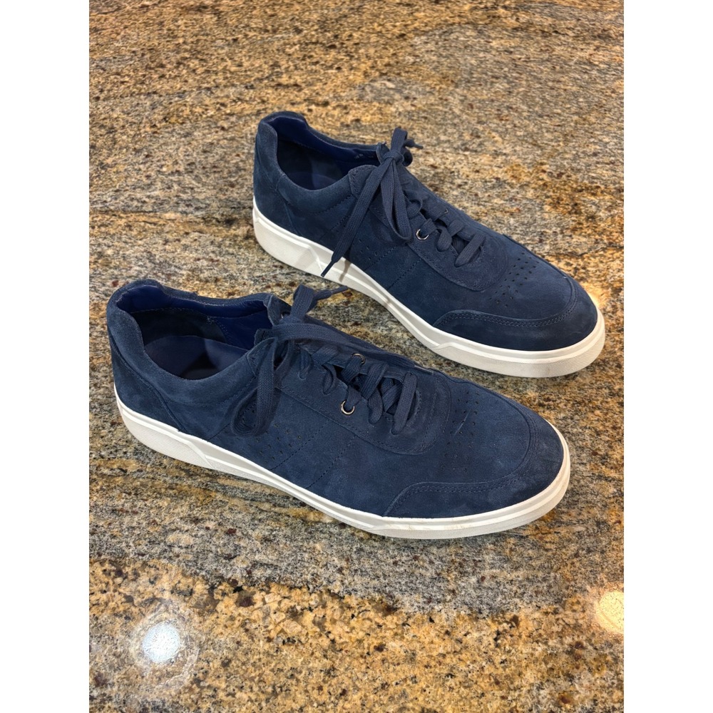 Vince Mens Navy Blue Suede Low Top Lace Up Barnett Sneakers Size 10.5M EUR 44.5